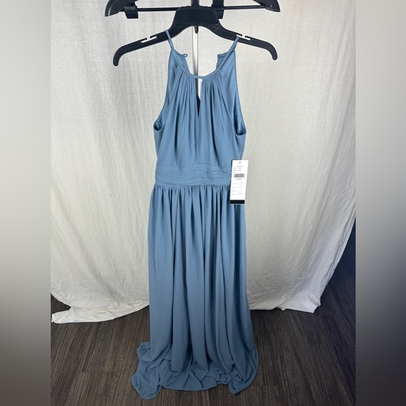 Bill Levkoff Slate Blue Halter A-Line Princess Dress Size 0 NWT - Picture 5 of 17